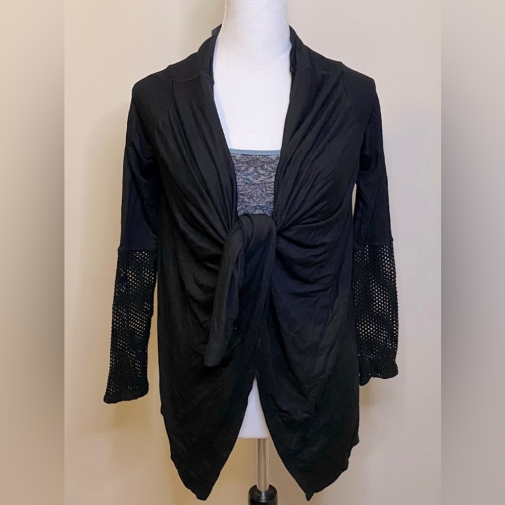 NWT🏷️NUX Black Cascade Cardigan w/ Mesh Sleeves